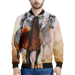 Running Horses Painting Print Men's Bomber Jacket