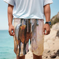 Running Horses Painting Print Men's Cargo Shorts