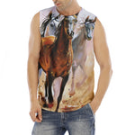 Running Horses Painting Print Men's Fitness Tank Top