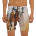 Running Horses Painting Print Men's Long Boxer Briefs