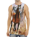Running Horses Painting Print Men's Muscle Tank Top