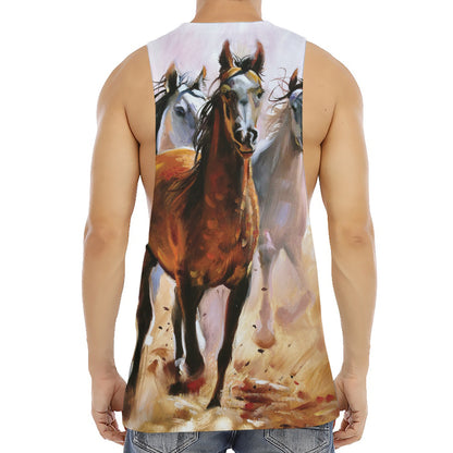 Running Horses Painting Print Men's Muscle Tank Top
