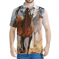 Running Horses Painting Print Men's Polo Shirt