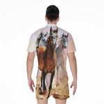 Running Horses Painting Print Men's Rompers