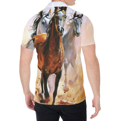 Running Horses Painting Print Men's Shirt