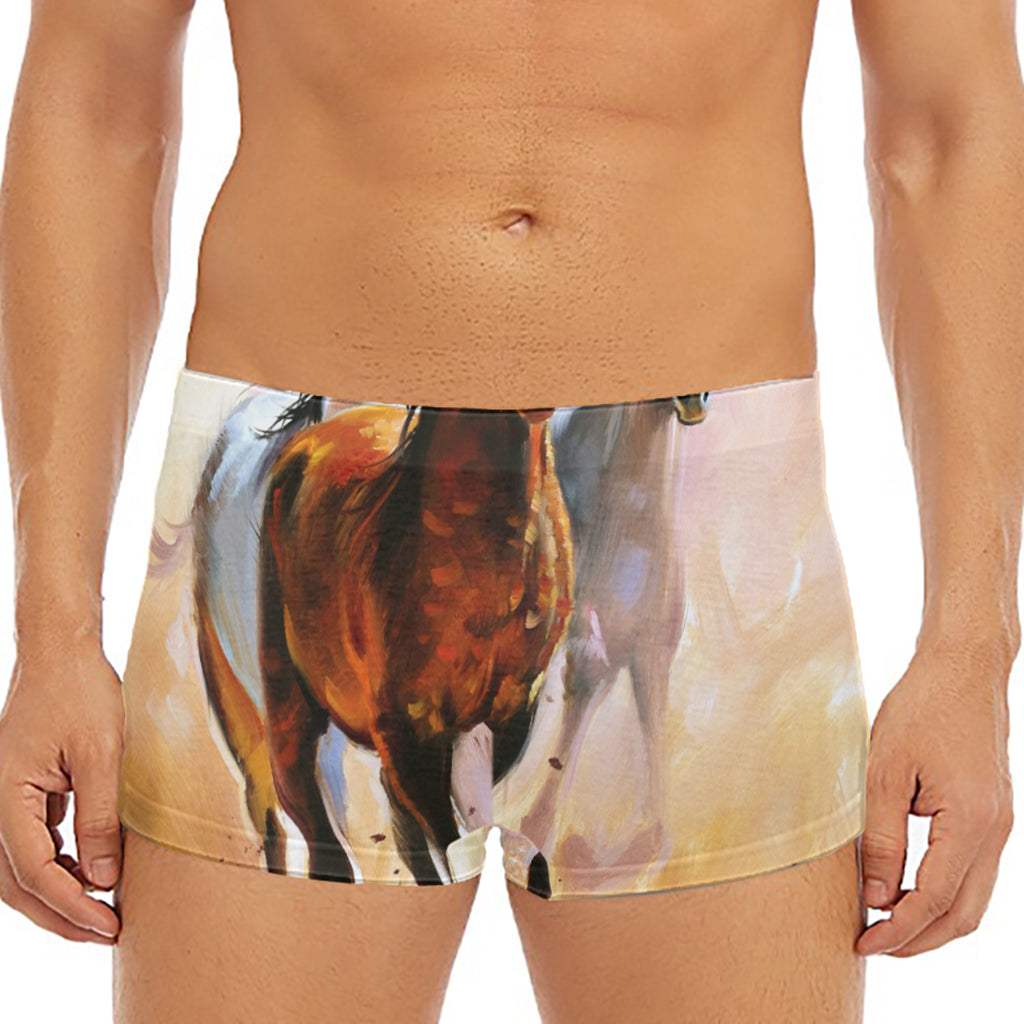 Running Horses Painting Print Men's Short Boxer Briefs
