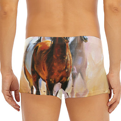 Running Horses Painting Print Men's Short Boxer Briefs