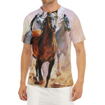 Running Horses Painting Print Men's Short Sleeve Rash Guard