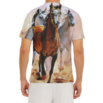 Running Horses Painting Print Men's Short Sleeve Rash Guard