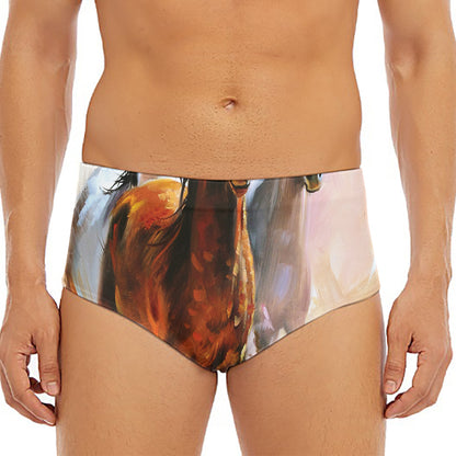 Running Horses Painting Print Men's Triangle Swim Briefs