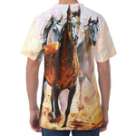 Running Horses Painting Print Men's Velvet T-Shirt