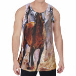 Running Horses Painting Print Men's Velvet Tank Top