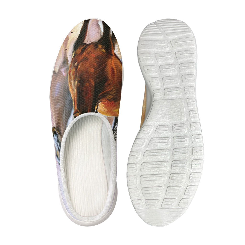 Running Horses Painting Print Mesh Casual Shoes