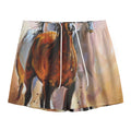 Running Horses Painting Print Mesh Shorts