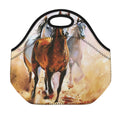 Running Horses Painting Print Neoprene Lunch Bag