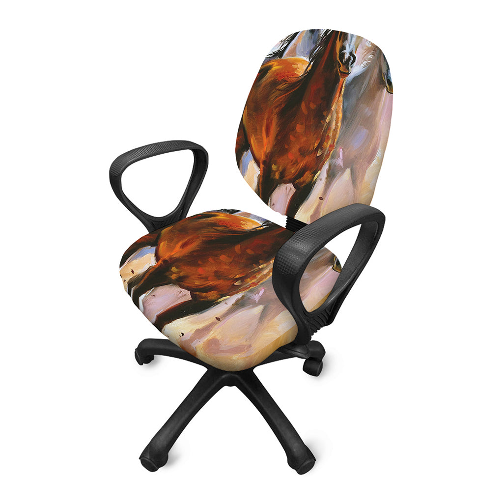 Running Horses Painting Print Office Chair Cover
