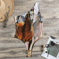 Running Horses Painting Print One Shoulder Bodysuit
