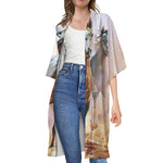 Running Horses Painting Print Open Front Beach Cover Up