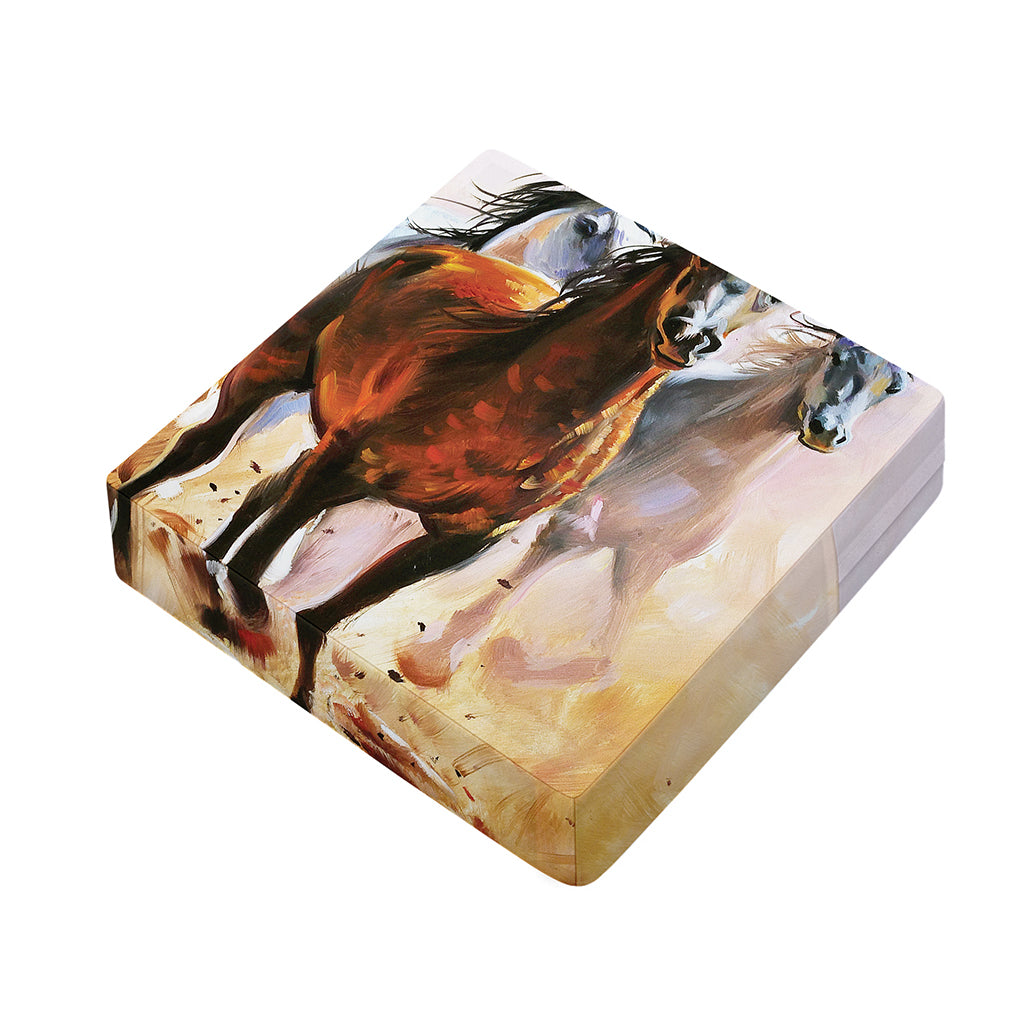 Running Horses Painting Print Outdoor Seat Cushion Cover