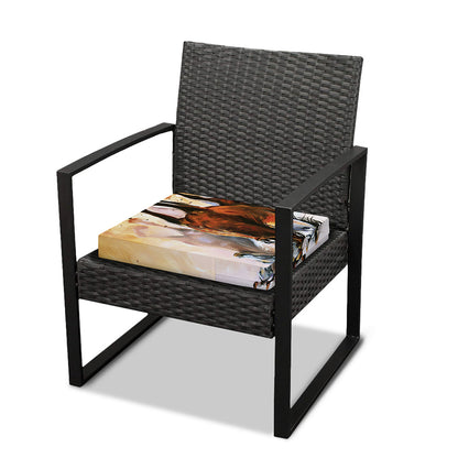 Running Horses Painting Print Outdoor Seat Cushion Cover