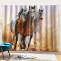 Running Horses Painting Print Pencil Pleat Curtains