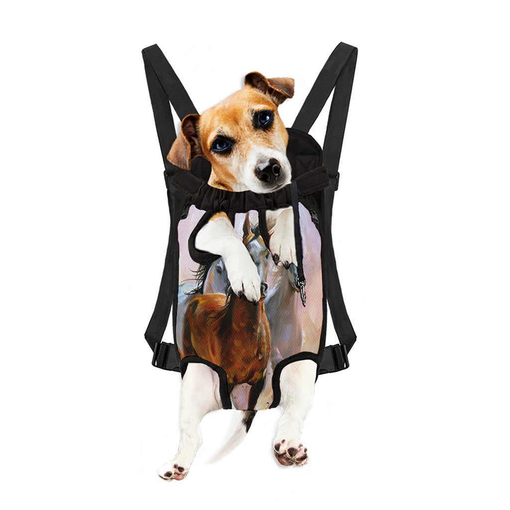 Running Horses Painting Print Pet Carrier Backpack
