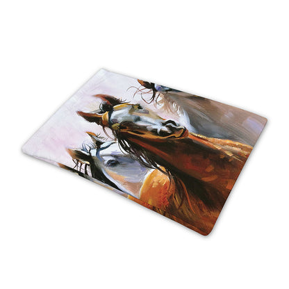 Running Horses Painting Print Pet Cooling Mat Cover