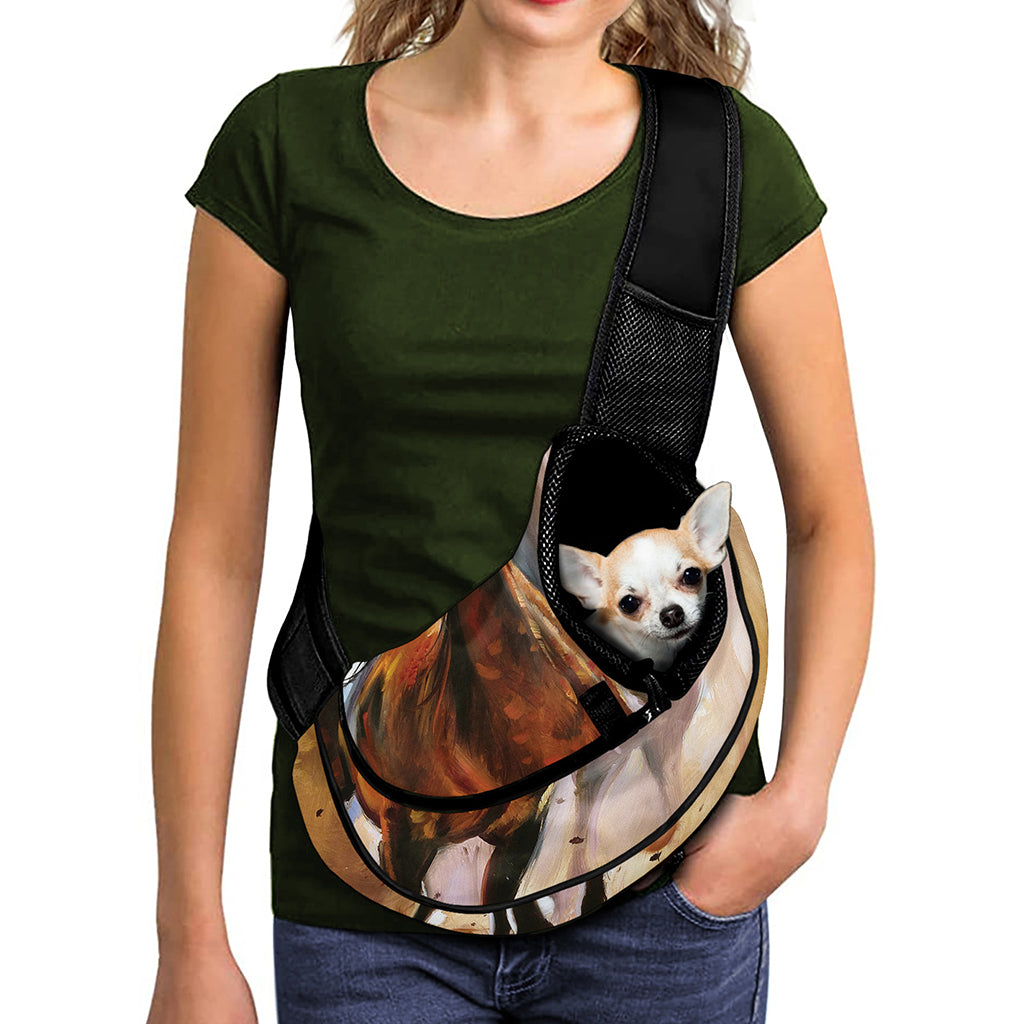 Running Horses Painting Print Pet Sling Carrier