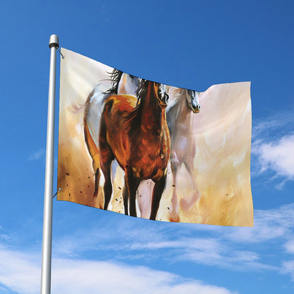 Running Horses Painting Print Polyester Flag