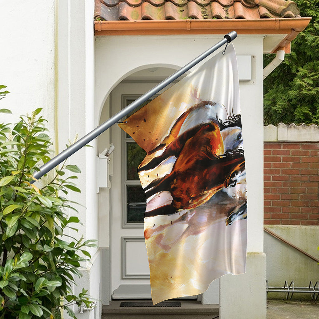 Running Horses Painting Print Polyester Flag