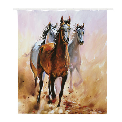 Running Horses Painting Print Polyester Shower Curtain
