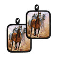 Running Horses Painting Print Pot Holders