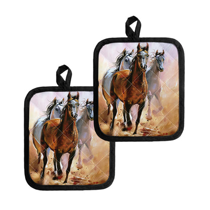 Running Horses Painting Print Pot Holders
