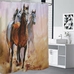 Running Horses Painting Print Premium Shower Curtain