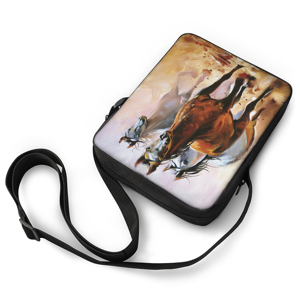 Running Horses Painting Print Rectangular Crossbody Bag