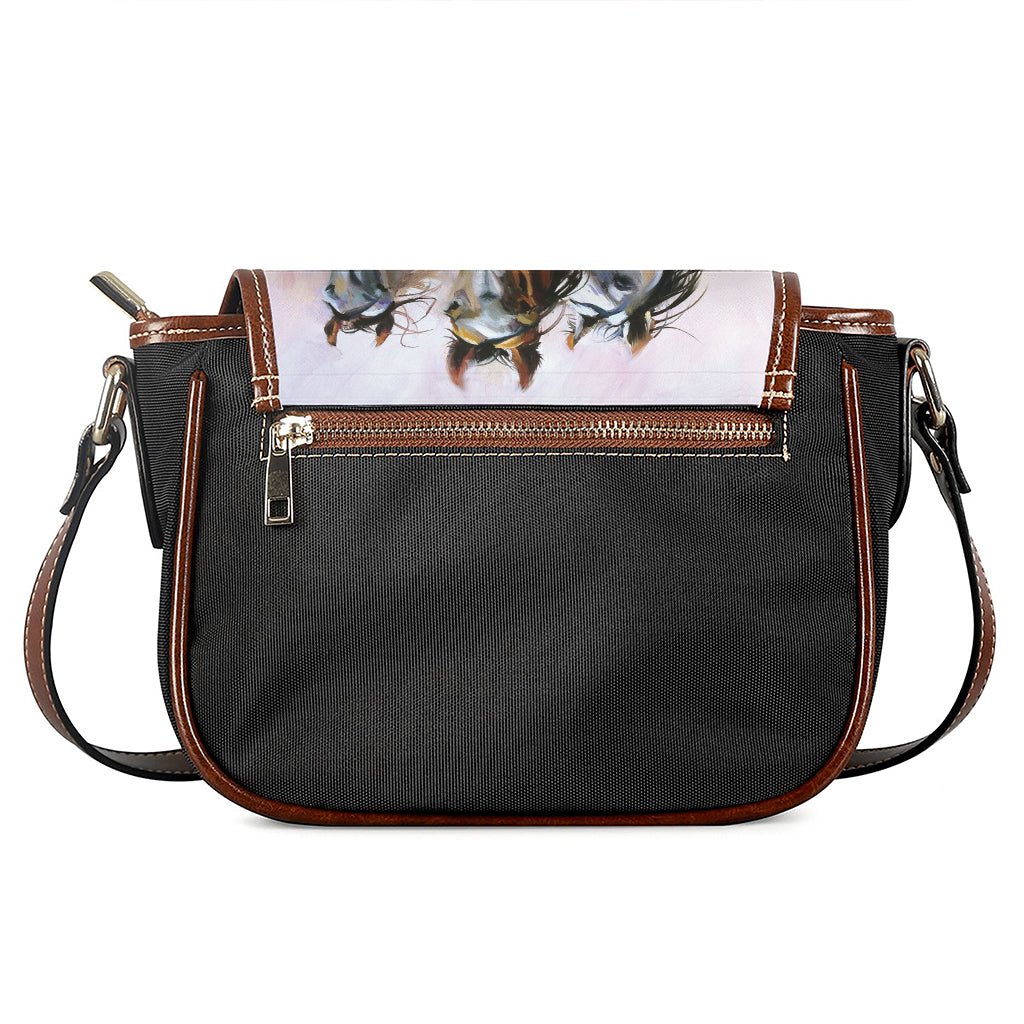 Running Horses Painting Print Saddle Bag