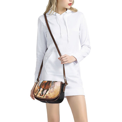 Running Horses Painting Print Saddle Bag