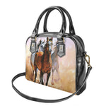 Running Horses Painting Print Shoulder Handbag