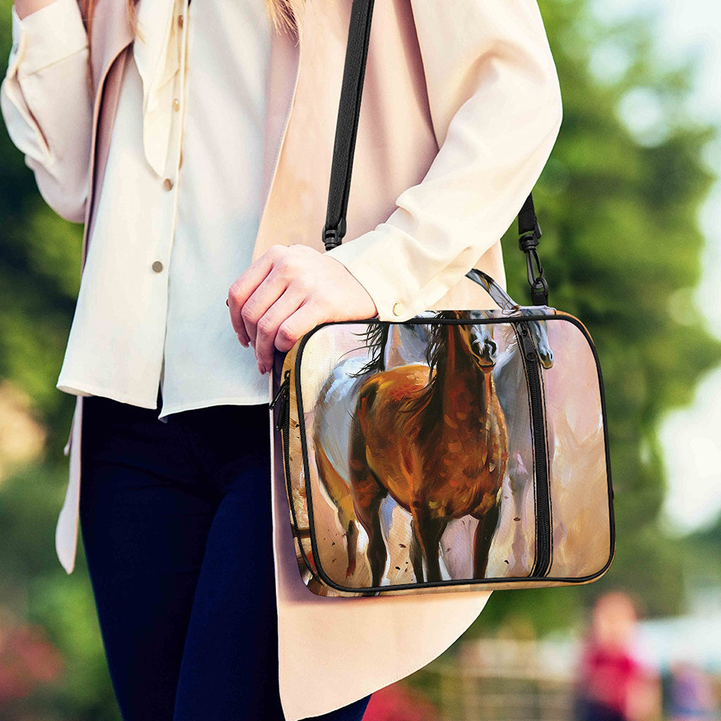 Running Horses Painting Print Shoulder Strap Bible Bag