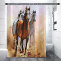 Running Horses Painting Print Shower Curtain