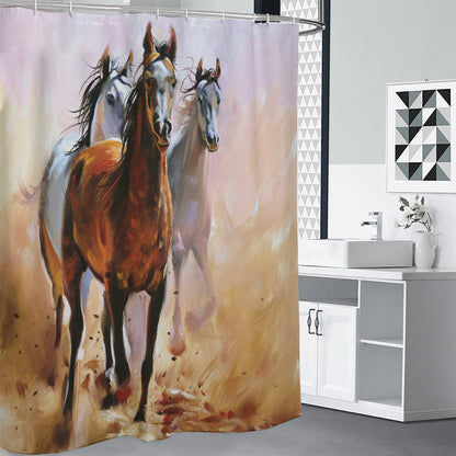 Running Horses Painting Print Shower Curtain