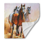 Running Horses Painting Print Silk Bandana