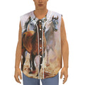 Running Horses Painting Print Sleeveless Baseball Jersey