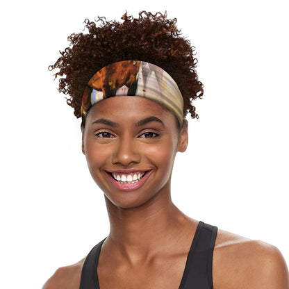 Running Horses Painting Print Sports Headband