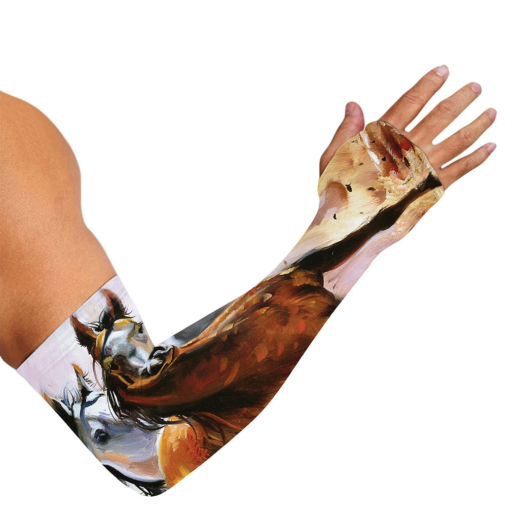 Running Horses Painting Print Sun Protection Arm Sleeves