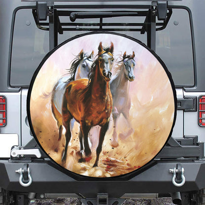 Running Horses Painting Print Tire Cover