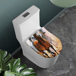 Running Horses Painting Print Toilet Lid Cover
