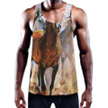 Running Horses Painting Print Men's Workout Tank Top