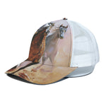 Running Horses Painting Print White Mesh Trucker Cap