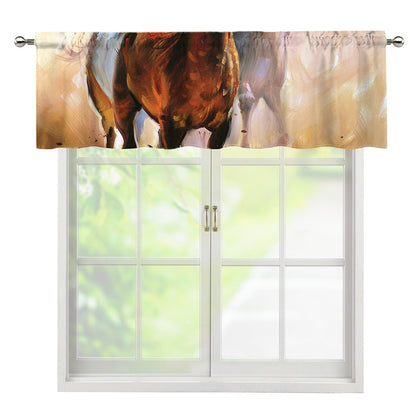 Running Horses Painting Print Window Valance